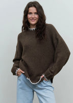 Scalloped Trim Knit Pullover