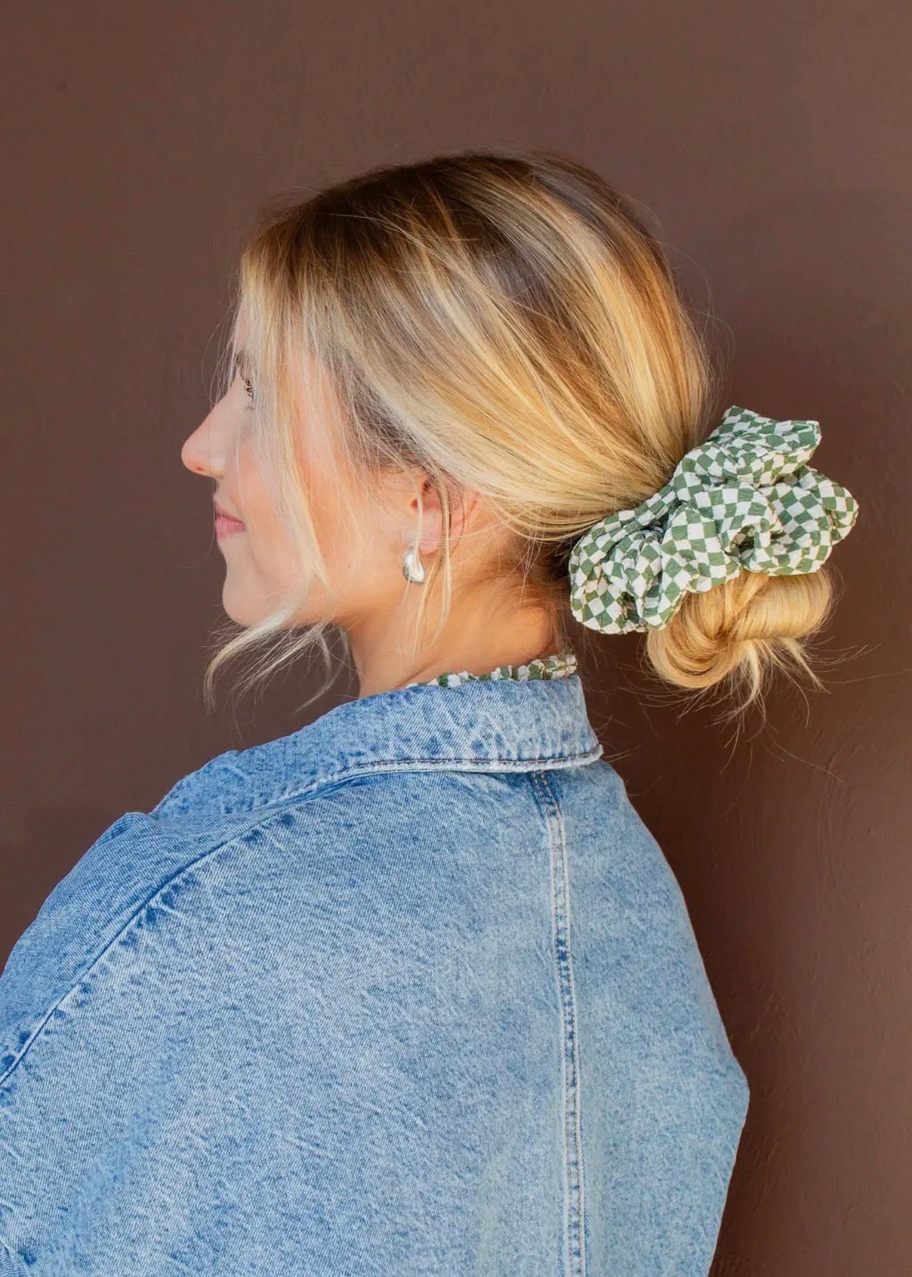 Jumbo Scrunchie | Evergreen Checked