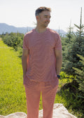 ✨PRE-ORDER | ETA 2 WEEKS✨ Bamboo Peppermint Stripe Ribbed Men’s Short Sleeve Pajamas