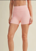 Pink Gingham Biker Shorts