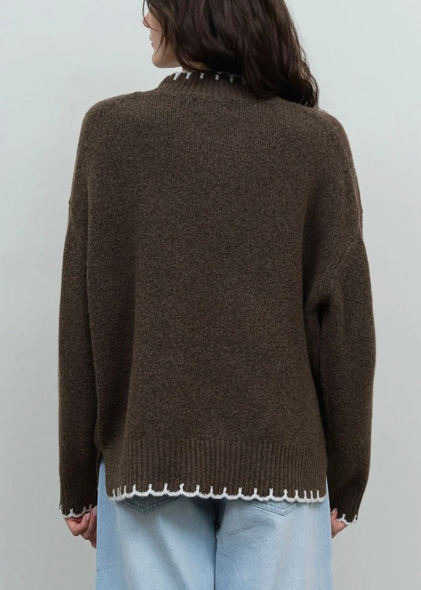 Scalloped Trim Knit Pullover