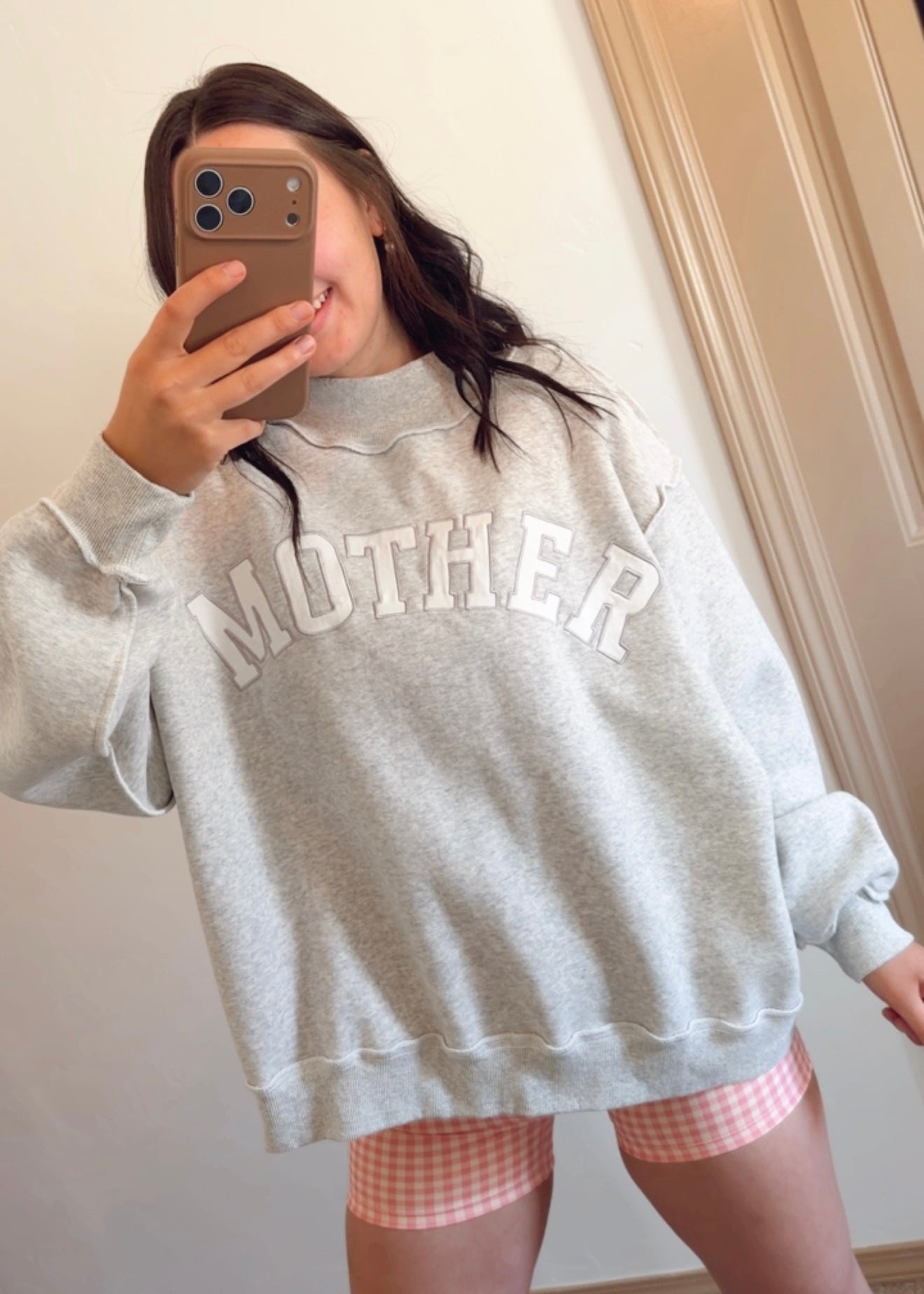 Mother Embroidered Mock Neck Sweatshirt