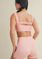Pink Gingham Biker Shorts