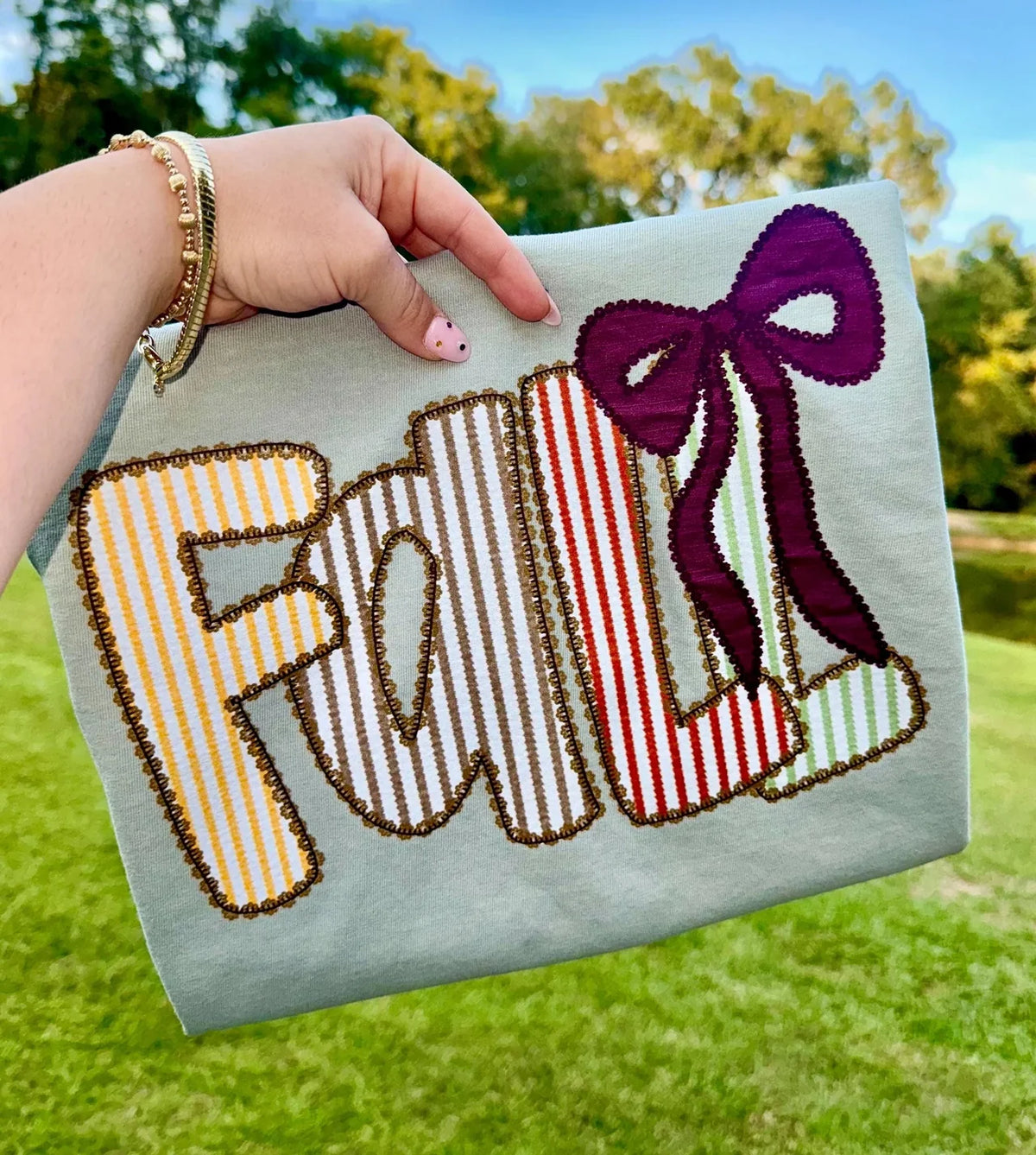 ✨PREORDER ETA 2 WEEKS✨ Fall Striped Letter Bow Graphic Tee