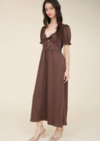 Clara Lace Satin Midi Dress