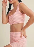Pink Gingham Ruched Bra Top