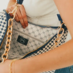 Iris Slouchy Woven Shoulder Bag - Black Checkered