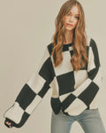 Oversized Black Checkered Pullover